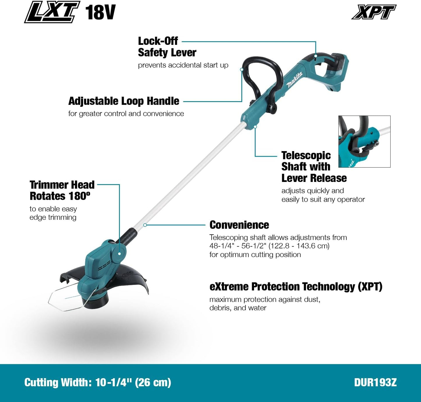 Makita 18V LXT Cordless Grass Trimmer (DUR193Z) – Body Only