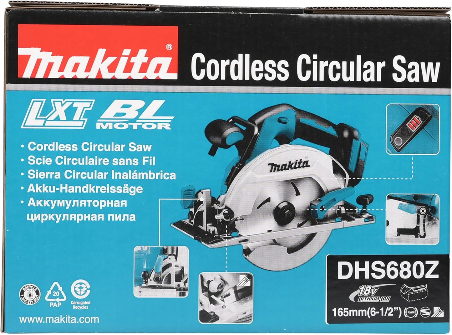 Makita DHS680Z 18V LXT Brushless Circular Saw 165mm – Tool Only (No Battery or Charger)