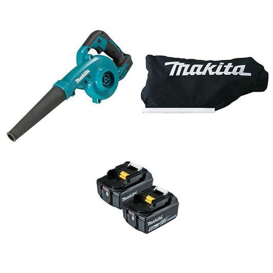 Makita DUB185 Cordless Blower – 18V LXT Kit with Dust Collection Bag & 2x 5.0Ah Batteries