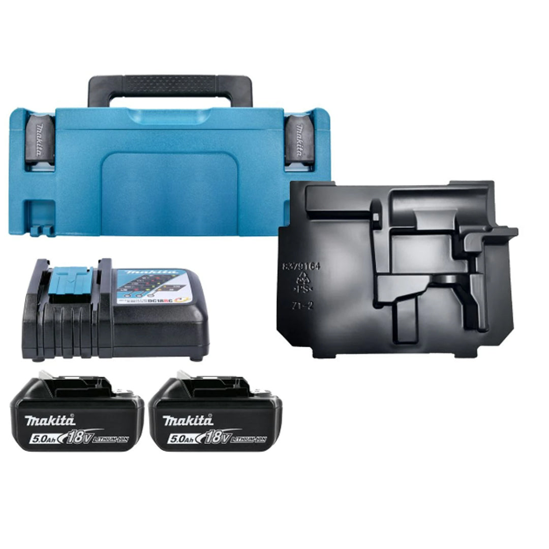 Makita 18V LXT Battery & Charger Kit – 2 x 5.0Ah BL1850 Batteries, DC18RC Charger, and Type 2 Makpac Case Included